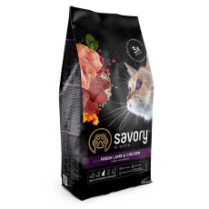 Сухой корм Savory для стерилизованных кошек, со свежим ягненком и курицей, 2 кг