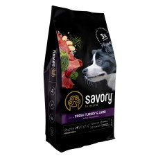 Сухой корм Savory Medium для собак средних пород, со свежим ягненком и индейкой, 12 кг