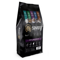 Сухой корм Savory для стерилизованных кошек, со свежим ягненком и курицей, 8 кг