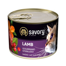 Вологий корм Savory для стерилізованих кішок, з ягнятком, 200 г