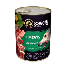 Вологий корм Savory для дорослих собак усіх порід, з чотирма видами м`яса, 400 г