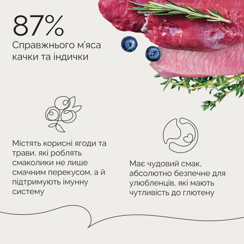 Джерки Savory Fillet Turkey With Duck, філе індички з качкою, 100 г