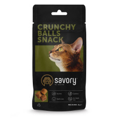 Хрустящие лакомства Savory Cats Snacks Crunchy Balls для взрослых привередливых кошек, шарики с кошачьей мятой, 60 г