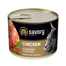 Вологий корм Savory для стерилізованих кішок, з куркою, 200 г
