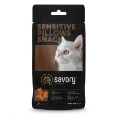 Хрустящие лакомства Savory Cats Snacks Pillows Sensitive для взрослых кошек с чувствительным пищеварением, 60 г
