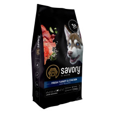 Сухой корм Savory для юниоров больших пород, со свежей индейкой и курицей, 12 кг